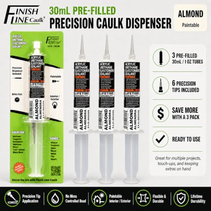 30mL Pre-Filled Precision Caulk Applicator Almond 3-Pack - color: Almond