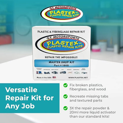 Plastex Plastic and Fiberglass Repair - Easily fix, Recreate Broken Plastic, Fiberglass Wood & More! Plastex Master XL Tech Kit - color: Master Kit (Black/White/Clear), size: 200 grams