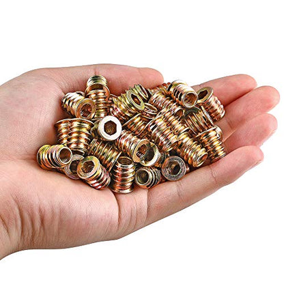 200Pcs 1/4"-20x15mm Hex Nut Inserts Wood Threaded Fastener for Furniture - color: 200 Pcs 1/4"-20 x 15mm