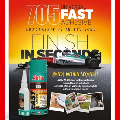 Akfix 400ml 705 Fast Adhesive CA Glue (3.50 oz.) with Activator (13.50 fl oz.) [Clear Super Glue Adhesive and Accelerator Spray] - size: 3.50 oz