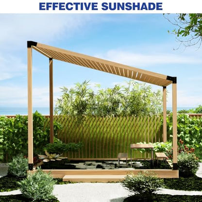 Pergola Kit, Slanted Roof Pergola Bracket, 3-Way Brackets with Post Base Kit, Log Cabin Outdoor 4"x 4" (Actual 3.5" X 3.5") Lumber - color: 2PC 15°3-Way+2PC 75°3-Way+4PC Post Base