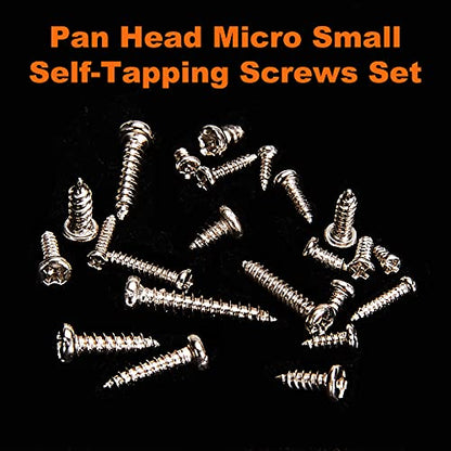 1100Pcs Nickel-Plated M1.2,M1.4,M1.5,M2 Round Pan Head Tapping Screws Laptop Notebook Computer Screws Kit,Phillips Small Screw Set for Electronic Repair (1100pcs) - color: Silver-1100pcs
