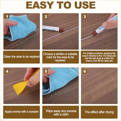PATIKIL 4Pcs Wood Furniture Repair Markers with Scraper, Dark Brown - color: Dark Brown