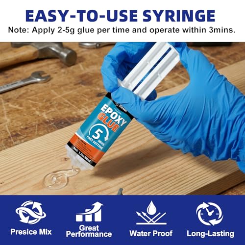 JDiciton 5 Minute Epoxy Glue 3.4oz, Clear 2 Part Adhesive Glue for Repair