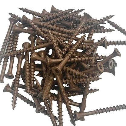#8 × 2″ Brown Ruspert®-Coated Deck Screws – Bugle Head, Torx Drive with Bit, Self-Drilling – 400 pcs Jar – for ACQ Treated Wood, Deck Framing, Trim & Exterior Projects - size: #8 x 2" (400pcs Jar)