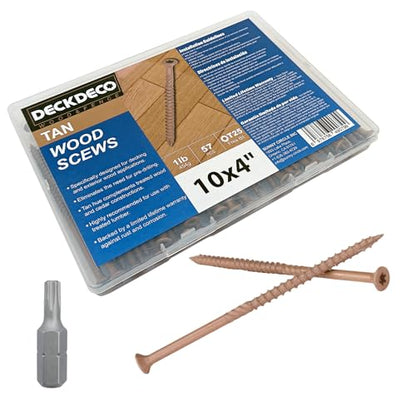 Wood Screws #10 x 4 Exterior Deck Screws 50pcs(Approx) 1 lb/Box - size: #10x4"