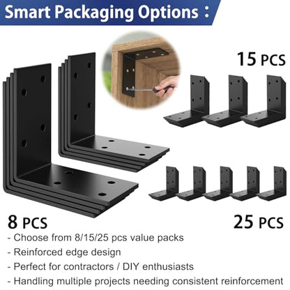 3 Inch Heavy Duty L Brackets for Wood, Galvanized Corner Braces, 15 PCS - size: 3x3x1.5 Inch