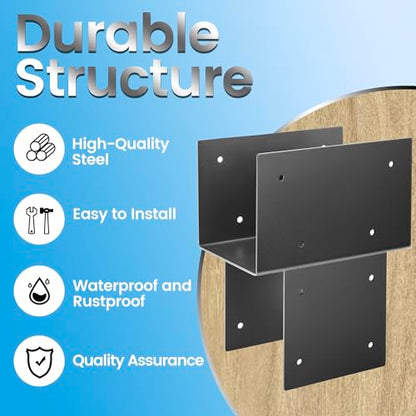 2 Pack 6x6 (Actual 5.5"x5.5") Metal Steel Post Cap Tie Brackets, Heavy Duty Pergola Bracket & Post to Beam Connector for Gazebo, Deck, Patio - size: 6in-2P