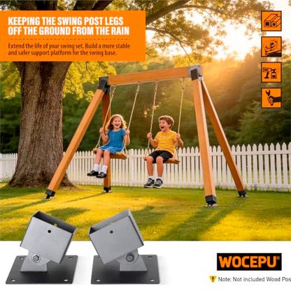 4-Pack Heavy Duty Swing Leveling Base Brackets 45-60 Angle Range Swing Set Brackets Stainless Steel Swing Anchor Leveling Kit Brackets Level on Uneven Ground Fits Grass Gravel and Hard Ground - color: Black, size: Base Brackets:4Pcs