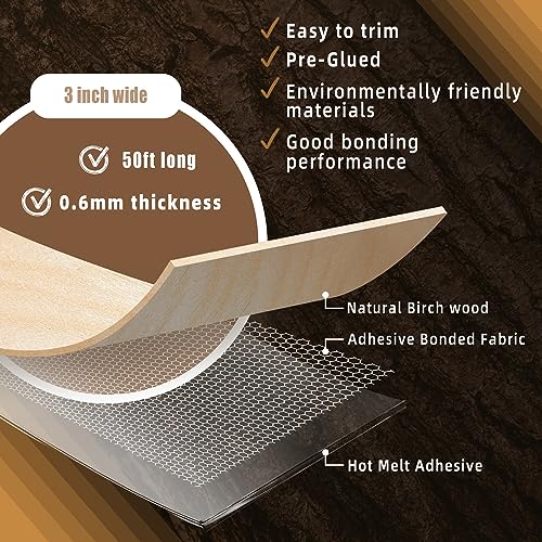 GSCIT Club Birch Edge Banding, 3 inch x 50ft roll of Veneer Edge Banding Preglued Flexible, Real Wood Tape Banding - color: Birch, size: 3"x 50ft