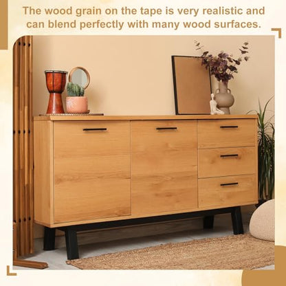 HARFINGTON Wood Grain Repair Tape 5" x33ft Self-Adhesive Repair Patch - color: Beige Wood, size: 5" x 33ft