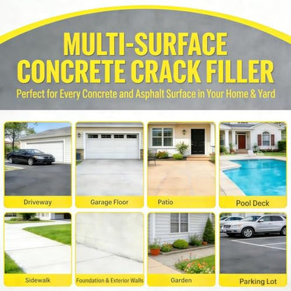 Concrete Cement Crack Filler Self-Leveling Sealant, 6PACK Waterproof Fast-Drying Concrete Sealer Repair, Flexible Easy DIY Crack Seal Gule for Driveway, Sidewalk, Patio, Garage Floor, Asphalt - size: 6PACK