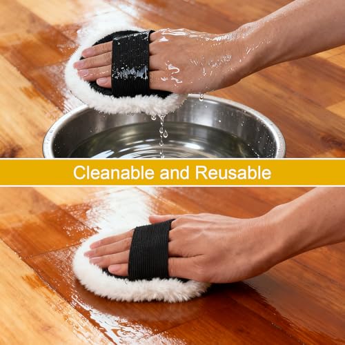 8 Pcs Lambswool Stain Pad with Elastic Strap Reusable 4 in