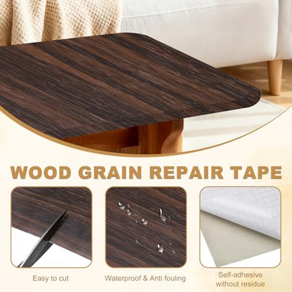 HARFINGTON Wood Grain Repair Tape 5" x33ft Self-Adhesive Repair Patch - color: Black Walnut, size: 5" x 33ft