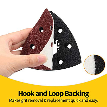 SPEEDWOX 50Pcs 40 Grit Triangle Sanding Pads, 90mm 6 Holes for Multi Tool - style: 40 Grit