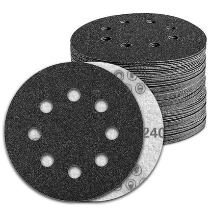100 Pcs 5 inch Wet Dry Sanding Discs 240 Grit 8 Hole Hook and Loop - style: 100 Pcs-240 Grit