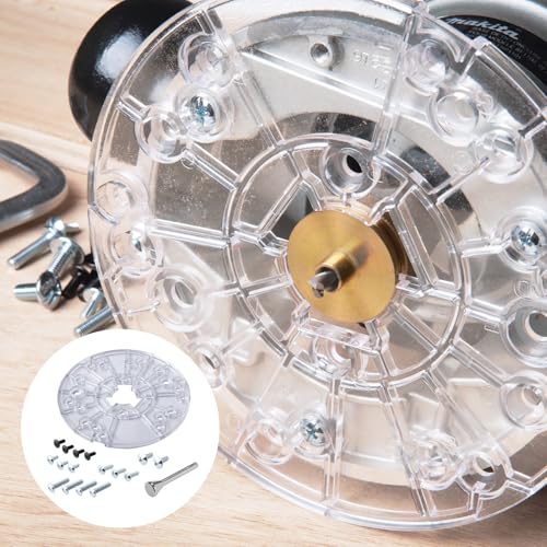 POWERTEC 6-5/8" Router Base Plate Ribbed Durable Clear w/Centering Pin, Mounting Screws and Multiple Pre Drilled Holes, Fits Porter Cable, Bosch, Craftsman, Dewalt, Hitachi, Makita, - 72315 - size: 6-5/8" Ribbed Router Base Plate, style: Router Base Plate
