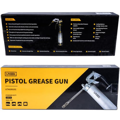UTOOL 8000 PSI Heavy Duty Pistol Grip Grease Gun Kit, 14 oz Capacity - size: 8PCS