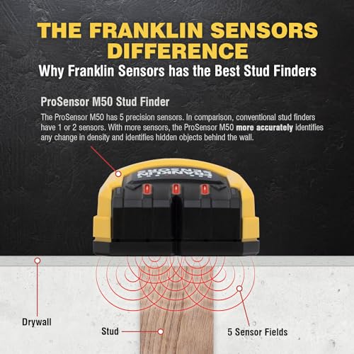 Franklin Sensors ProSensor M50 5-Sensor Stud Finder, Live Wire Detection
