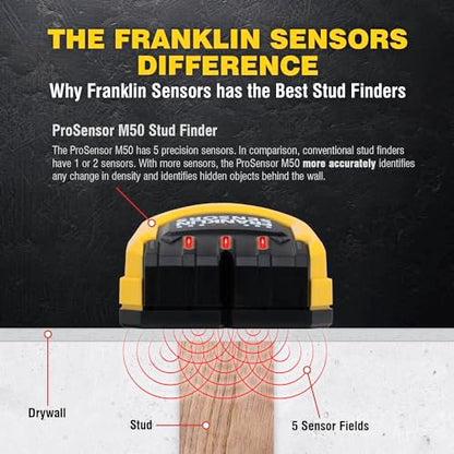 Franklin Sensors ProSensor M50 5-Sensor Stud Finder, Live Wire Detection