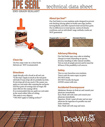 DeckWise Ipe Seal Hardwood End Grain Sealant for Fresh Cut Board Ends or Turning Blanks (16-oz.)