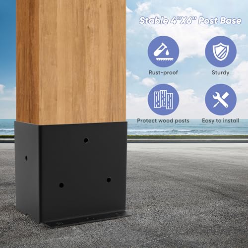 4"X6" Post Base 2 Pcs,Post Brackets (Inner Size 3.5"x5.5") 2mm Thick - size: 4X6 2PCS