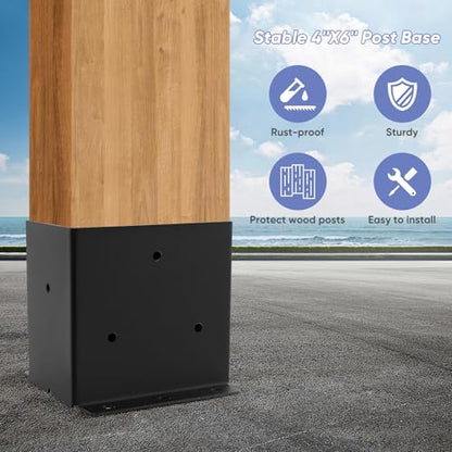 4"X6" Post Base 2 Pcs,Post Brackets (Inner Size 3.5"x5.5") 2mm Thick - size: 4X6 2PCS