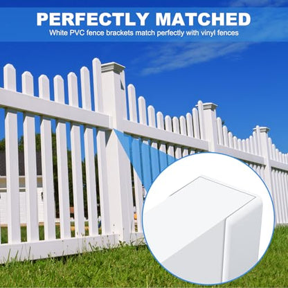 Nuanchu 10 Pcs Vinyl Fence Brackets White 1.5'' x 5.5'' - size: 1.5" x 5.5"