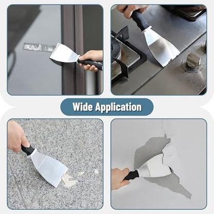 Bates- Bent Scraper, 3", Stainless Steel, Soft Grip & Heavy Duty, Hammer End, Drywall Spackle Knife, Metal Paint Scraper Tool for Wood, Putty Knife Scraper, Wall Scraper, Drywall Knife, Scrappers Tool