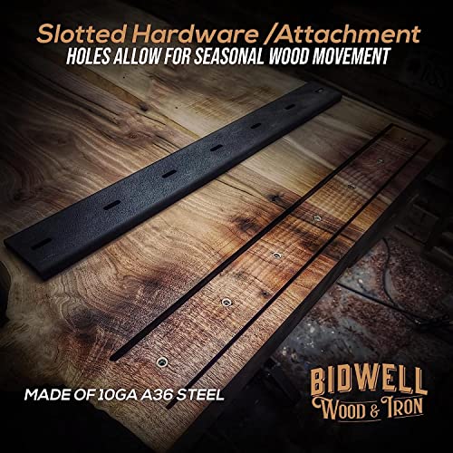Bidwell Wood & Iron C-Channel Table Brace 2.0 – 32” Hidden Steel Support for Live Edge or Slab Wood Tops – Heavy-Duty 1/2” Leg Steel Tabletop Stabilizer – Single Piece - size: 32