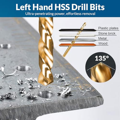 Screw & Bolt Extractor Set and Left Hand Drill Bit Kit, 54 PCS - color: 54-piece