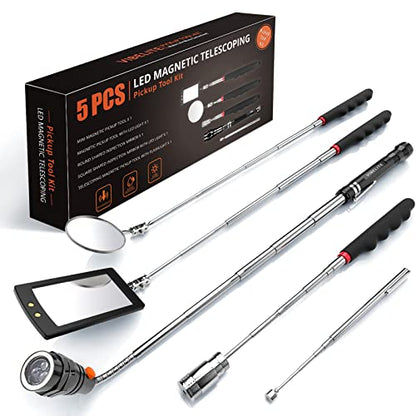 VIBELITE Magnetic Pickup Tool Kit with LED Light & Inspection Mirror