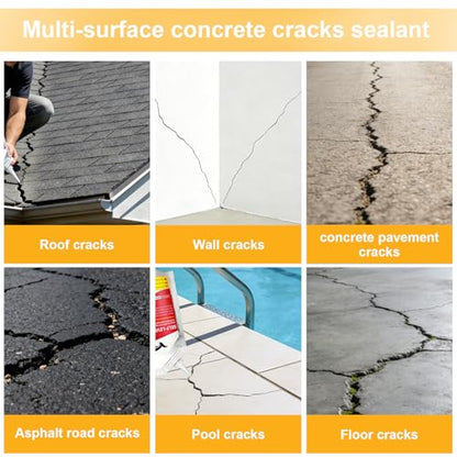 Concrete Crack Filler, 8PC High Elasticity Self-Leveling Sealant - Waterproof Cement Repair for Driveway, Patio, Sidewalk, Joints - Fast Drying Gray Adhesive - Indoor & Outdoor Caulk - size: 9.6LB