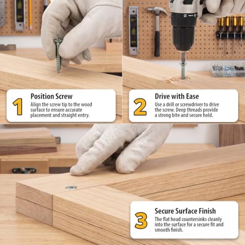 BCP Fasteners #8 x 5/8" Stainless Steel Flat Head Wood Screws, 100 Pack - size: #8 x 5/8"