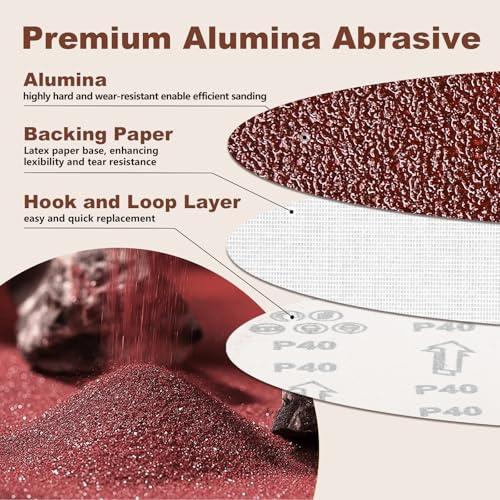 30Pcs 7 Inch Hook and Loop Sanding Discs, Sandpaper Pads for Air Sander - style: 7 Inch Mix30PCS