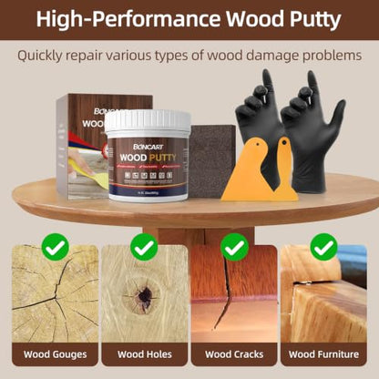 Boncart Wood Filler, 32 OZ White Wood Putty - color: 32OZ White