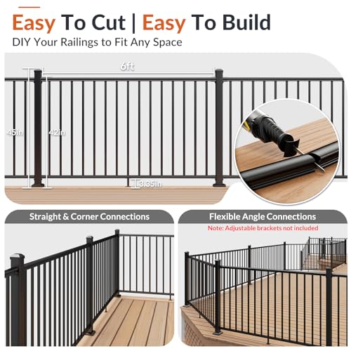 Egadis 1 Pack 42 in x 6 ft Modular Aluminum Porch and Deck Railing Kit - color: Level 6ft - 1Pack