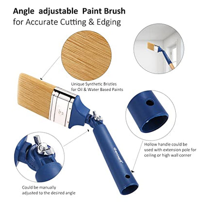 Genixart Extendable Paint Brushes, Wood Stain Brush Set for Fence, 3 Pack