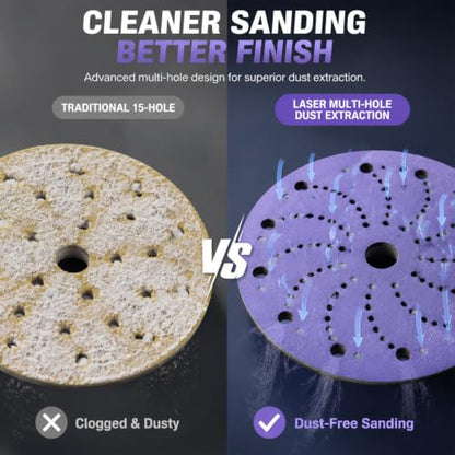 50 Pack 6 Inch Purple Ceramic Sanding Discs Multi-Hole Hook & Loop 150 Grit - style: 150 Grit