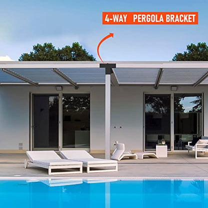 2 Pcs 4"x 4" Pergola Brackets(Actual Fit : 3.6“x3.6“) Post - size: 4-Way 4x4 Inch