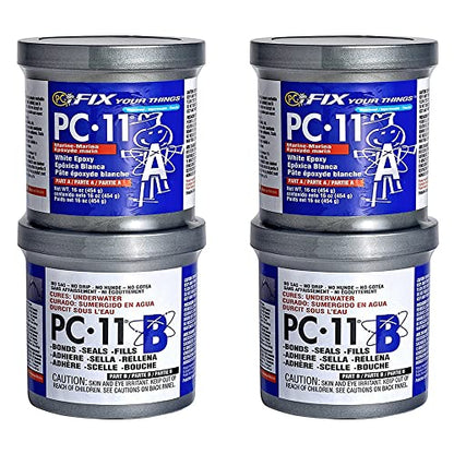 PC-Products PC-11 Epoxy Adhesive Paste, Two-Part Marine Grade, 1 lb in Two Cans, Off White 62118, 2-Pack - size: 1 lb (2-Pack)