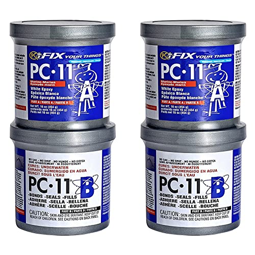 PC-Products PC-11 Epoxy Adhesive Paste, Two-Part Marine Grade, 1 lb in Two Cans, Off White 62118, 2-Pack - size: 1 lb (2-Pack)