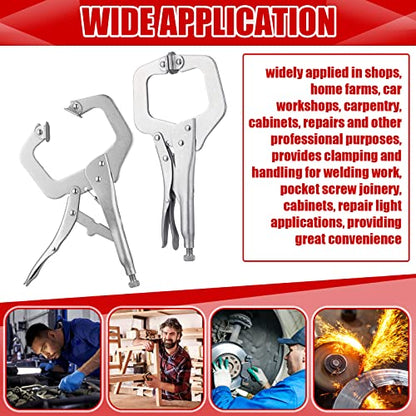 Yexiya 10 Pcs Locking C Clamps, Adjustable with Swivel Pad, 10 Pcs, 11 Inch - size: 11 Inch