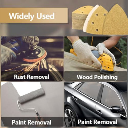 94PCS Oscillating Tool Sandpaper Kit Multitool Detail Sander Pads Include Triangle & Finger Sandpapers fit DeWalt Tools etc Sanding Door Frame Old Furniture Wide Range of Grits for Different Projects - style: 94pcsMixed set 93mmTriangle & Finger