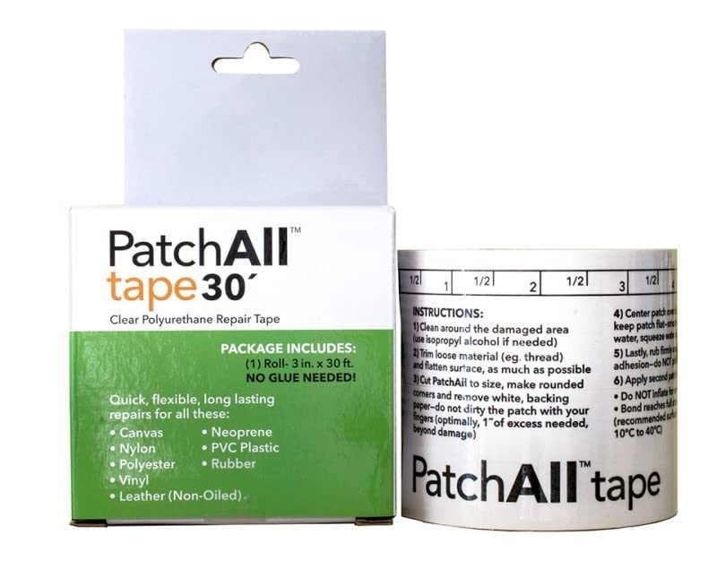 PatchAll Kit Clear Adhesive Vinyl Repair Tape, 3" x 30' Roll - size: 3-inch x 30-foot Roll