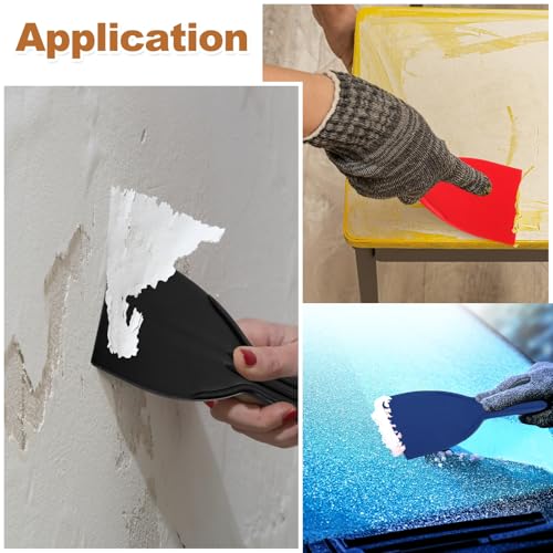 HARFINGTON 5pcs Putty Knife Scraper 4" Width Flexible Plastic Putty Knife Paint Scraper Tool for Taping Drywall Spreading Painting Wall Scratching Yellow - color: Yellow, size: 4"