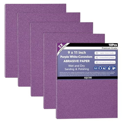 10-Sheet Premium White Corundum Wet Dry 180 Grit Sandpaper - size: 9 x 11 Inch, style: 180 Grit