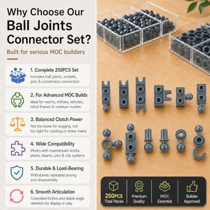Connector Ball Joints Socket Plate, 250pcs Bricks Parts Bulk - color: Dark Gray
