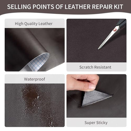 BSZHTECH Self Adhesive Leather Repair Patch Tape for Couch Sofa Dark Brown - color: Dark Brown, size: 35.4X157IN