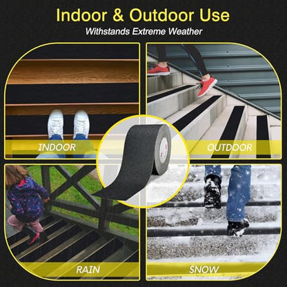 S&X Anti Slip Tape 4in x 60ft Grip Tape for Stairs, Ramps & Decks, Black - color: Black, size: 4" X 60'